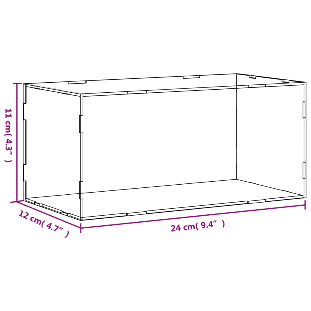 Utstillingsboks gjennomsiktig 24x12x11 cm akryl