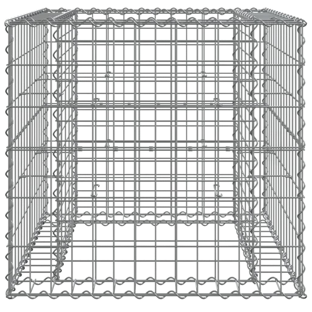 Gabionkurv sølv 70x70x65 cm galvanisert jern