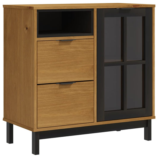 Highboard med glassdører FLAM 80x40x180 cm heltre furu