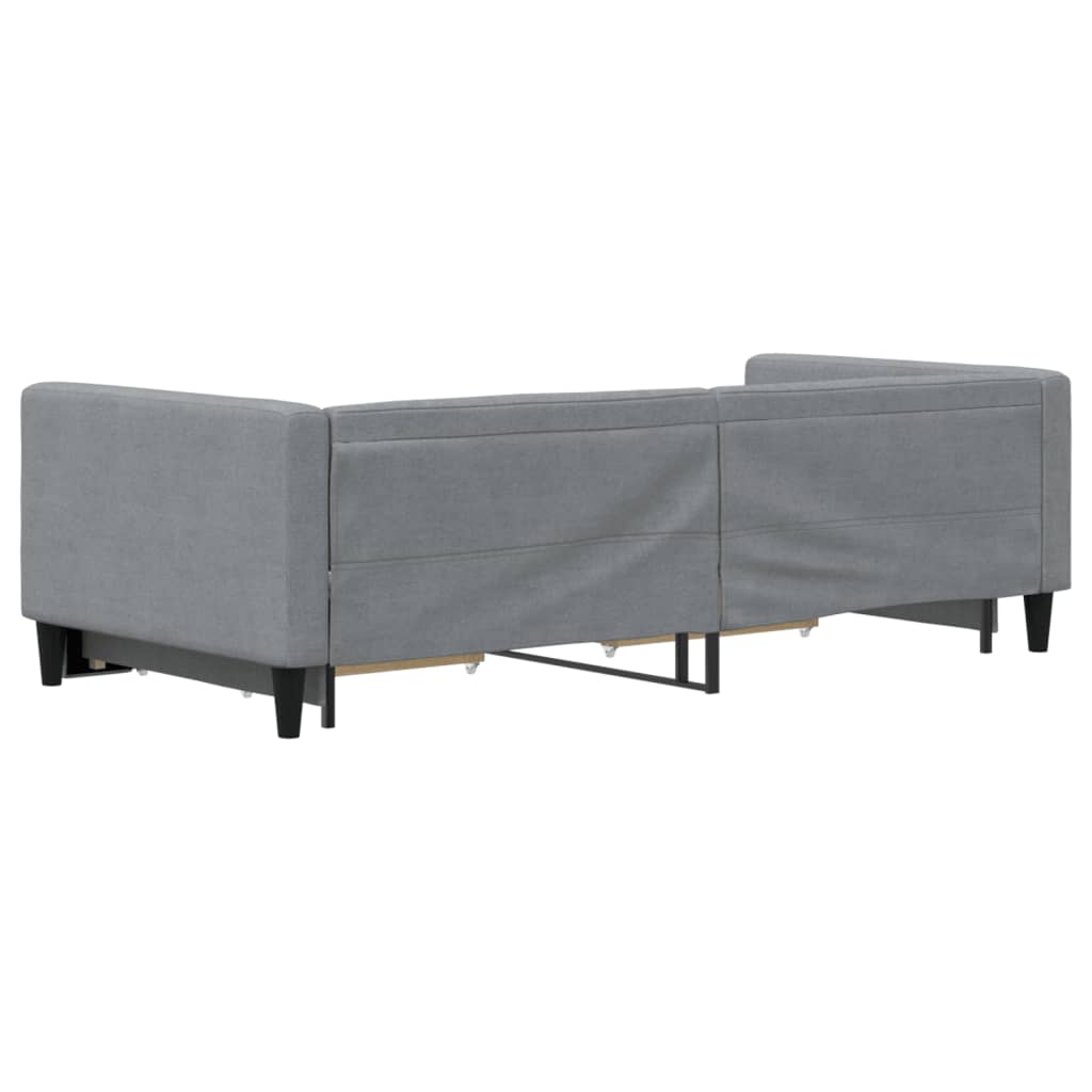 Uttrekkbar dagseng med skuffer lysegrå 90x190 cm stoff