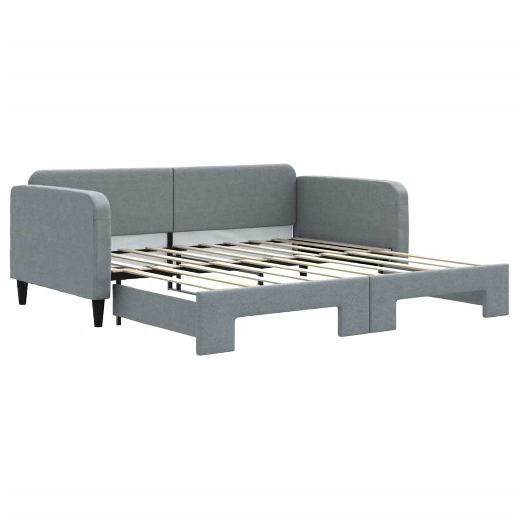 Uttrekkbar dagseng lysegrå 90x190 cm stoff