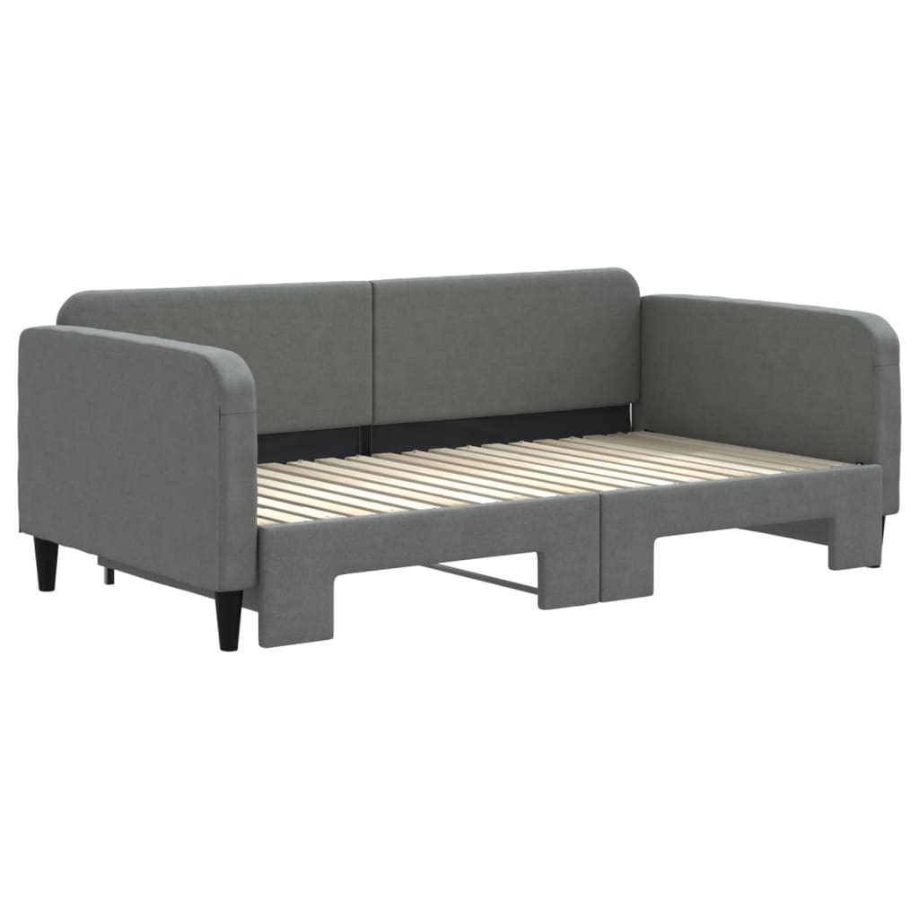 Uttrekkbar dagseng mørkegrå 90x190 cm stoff