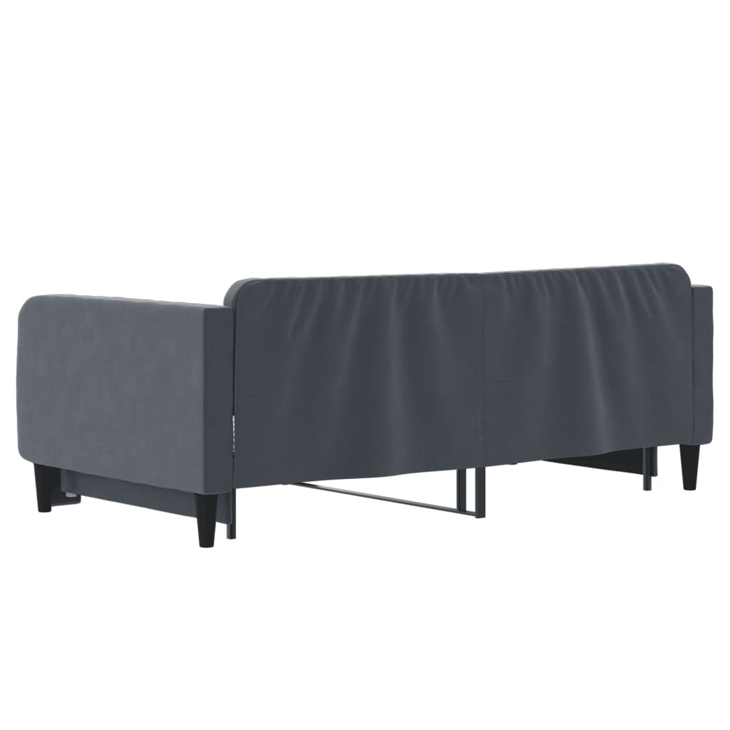 Uttrekkbar dagseng mørkegrå 90x190 cm fløyel