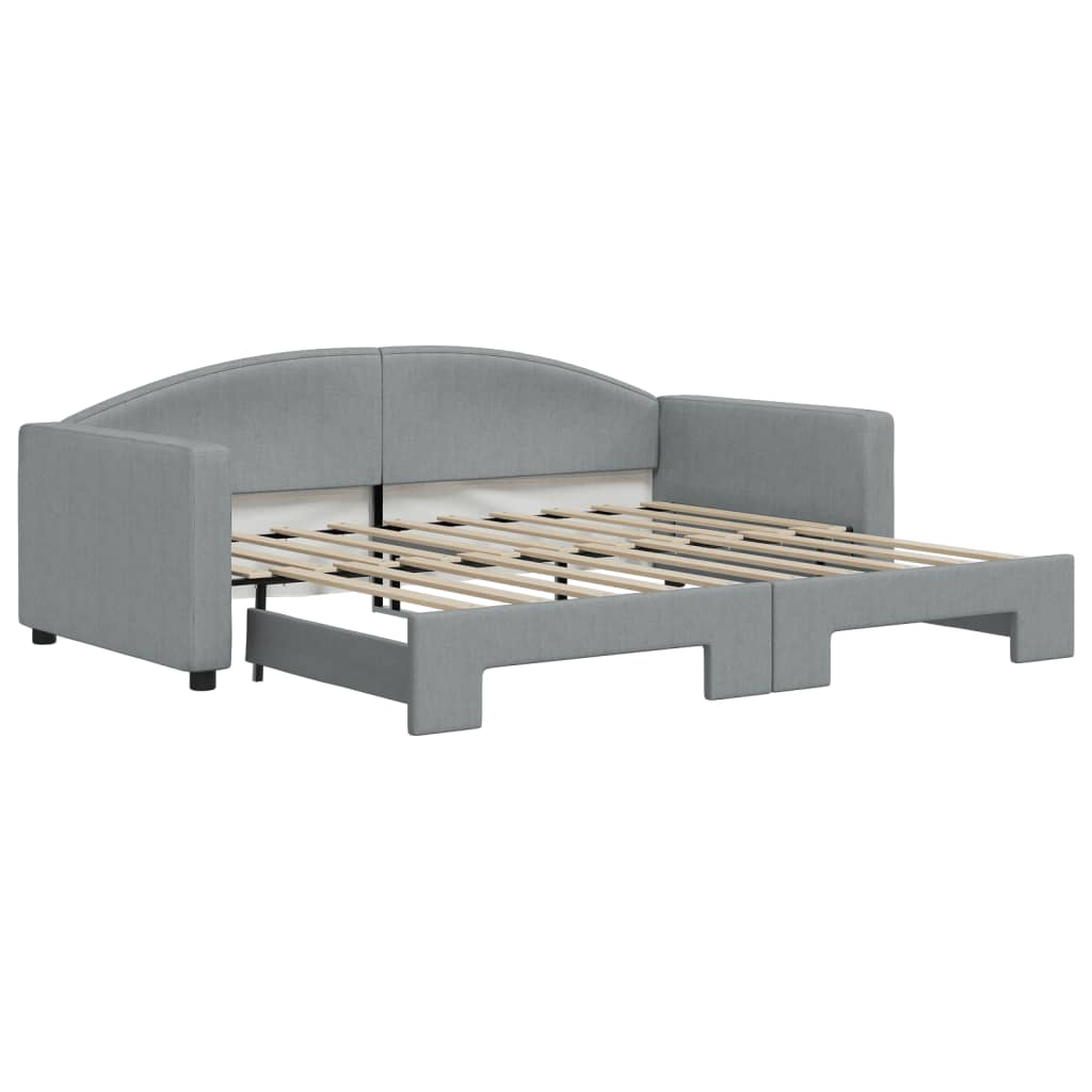Uttrekkbar dagseng lysegrå 90x190 cm stoff