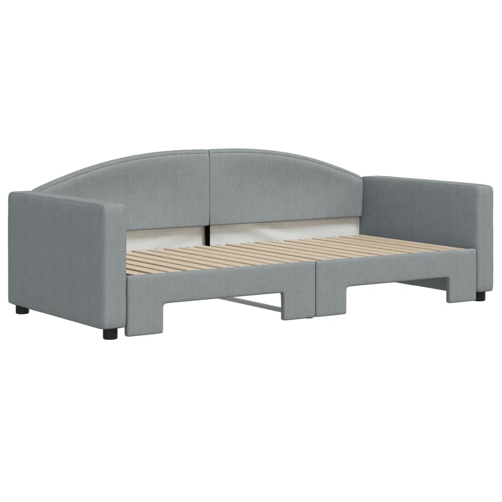 Uttrekkbar dagseng lysegrå 90x190 cm stoff