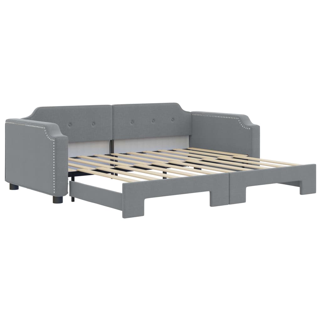 Uttrekkbar dagseng lysegrå 90x190 cm stoff