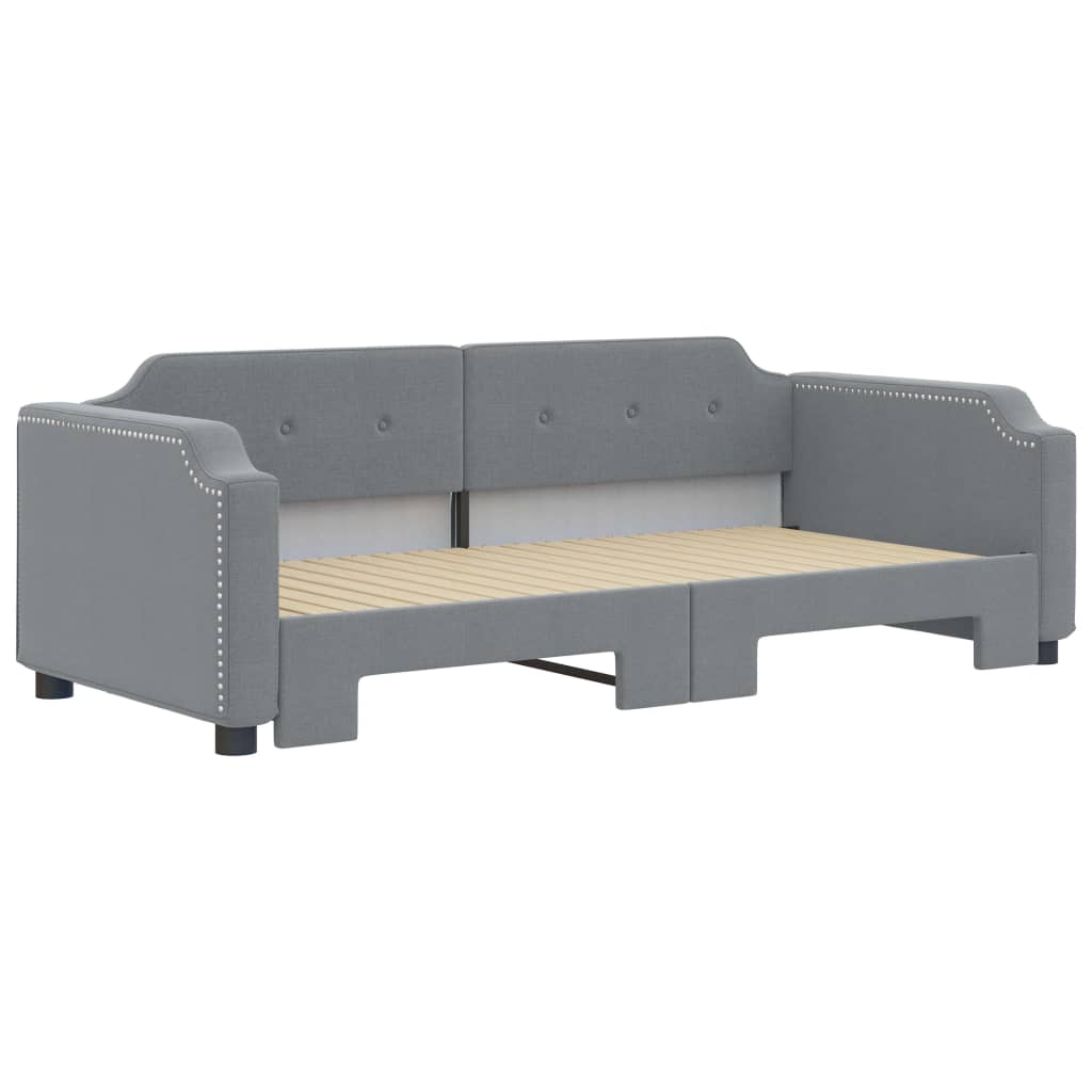 Uttrekkbar dagseng lysegrå 90x190 cm stoff