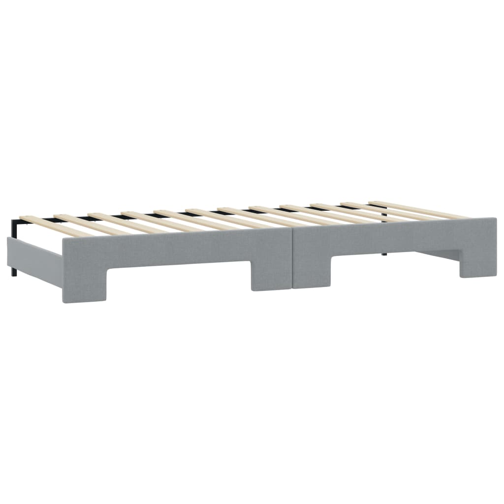 Uttrekkbar dagseng med madrass lysegrå 90x190 cm stoff