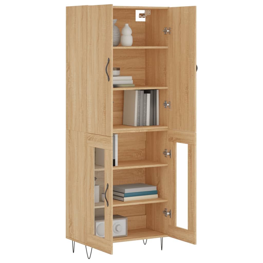Highboard sonoma eik 69,5x34x180 cm konstruert tre