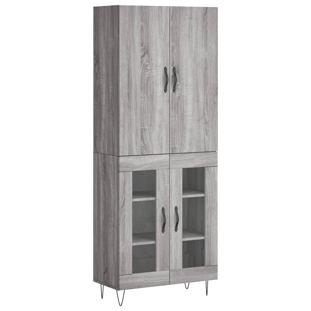 Highboard grå sonoma 69,5x34x180 cm konstruert tre