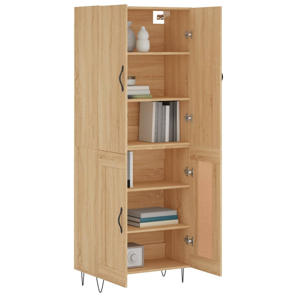 Highboard sonoma eik 69,5x34x180 cm konstruert tre