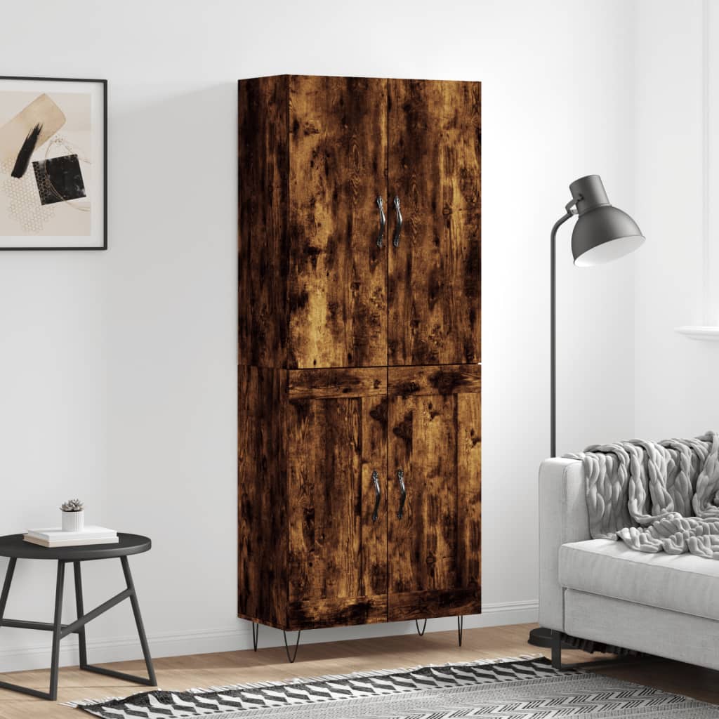 Highboard røkt eik 69,5x34x180 cm konstruert tre