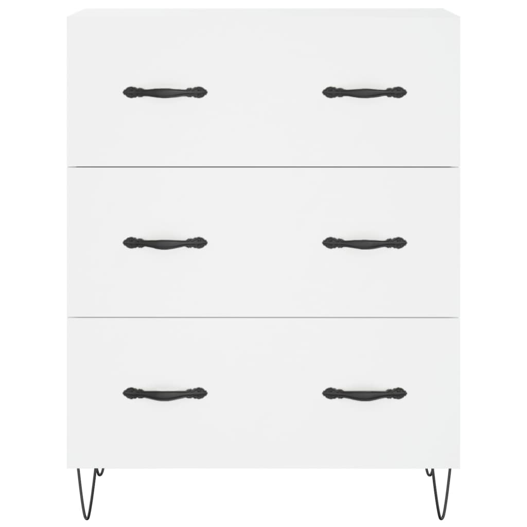 Highboard hvit 69,5x34x180 cm konstruert tre