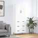 Highboard hvit 69,5x34x180 cm konstruert tre