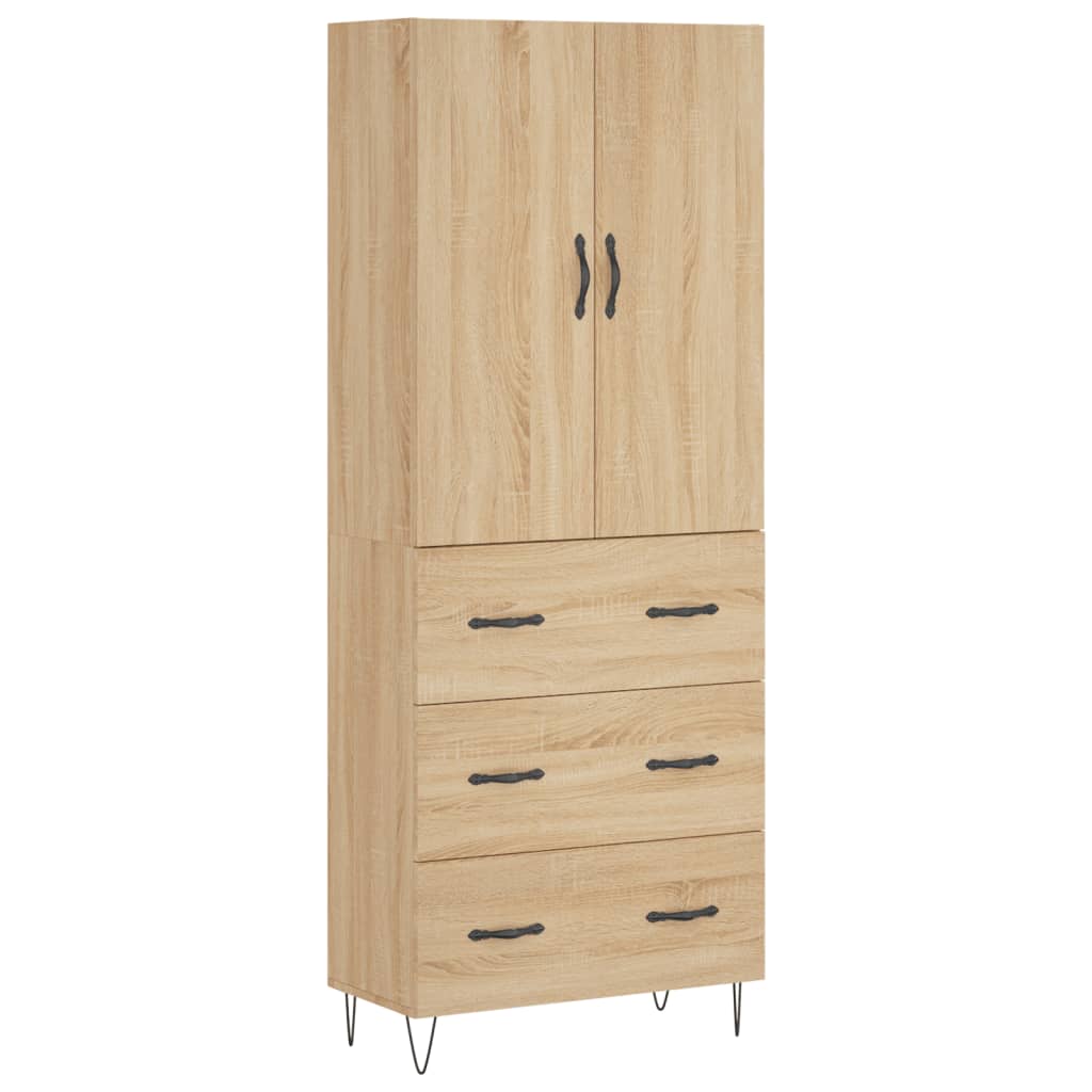 Highboard sonoma eik 69,5x34x180 cm konstruert tre