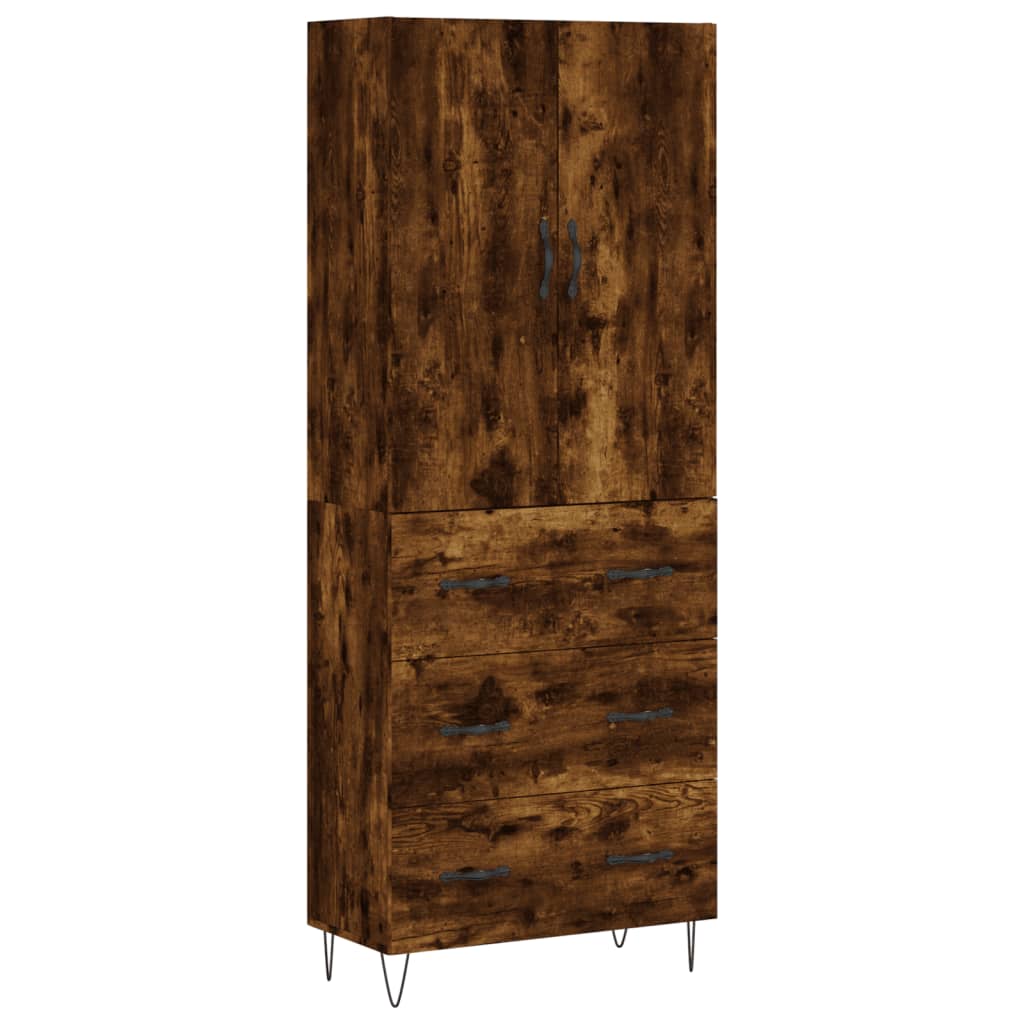 Highboard røkt eik 69,5x34x180 cm konstruert tre