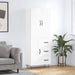 Highboard hvit 69,5x34x180 cm konstruert tre