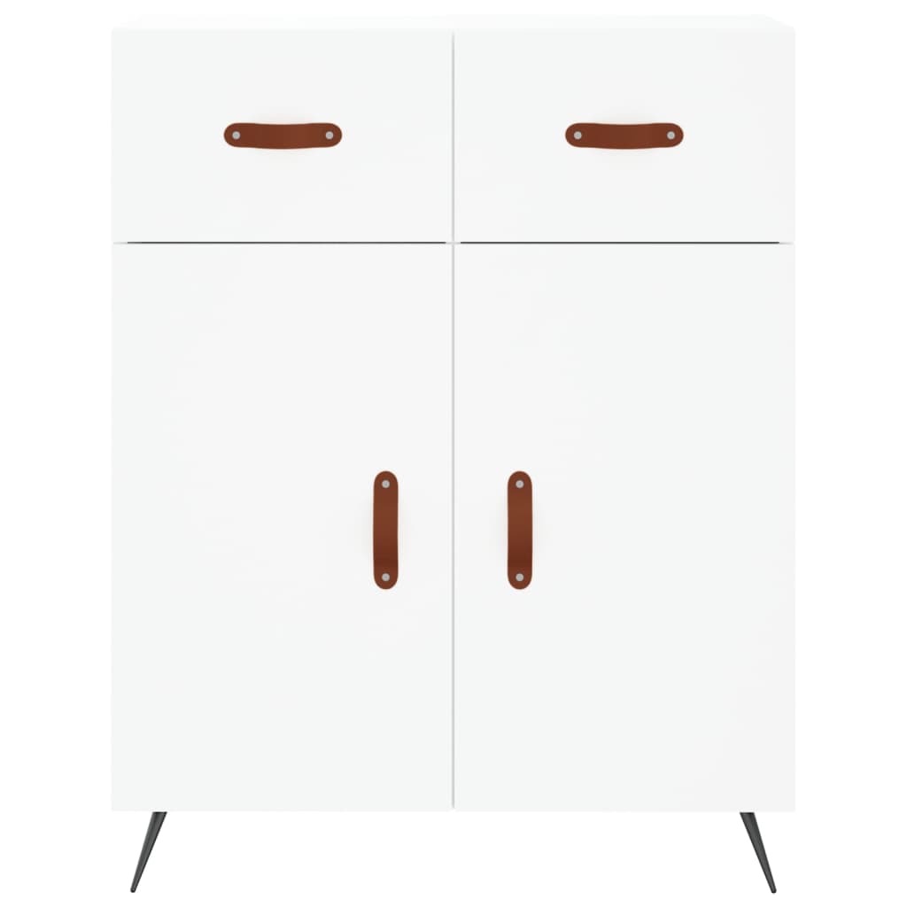 Highboard hvit 69,5x34x180 cm konstruert tre