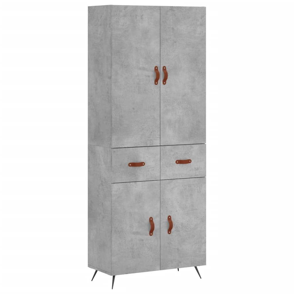 Highboard betonggrå 69,5x34x180 cm konstruert tre