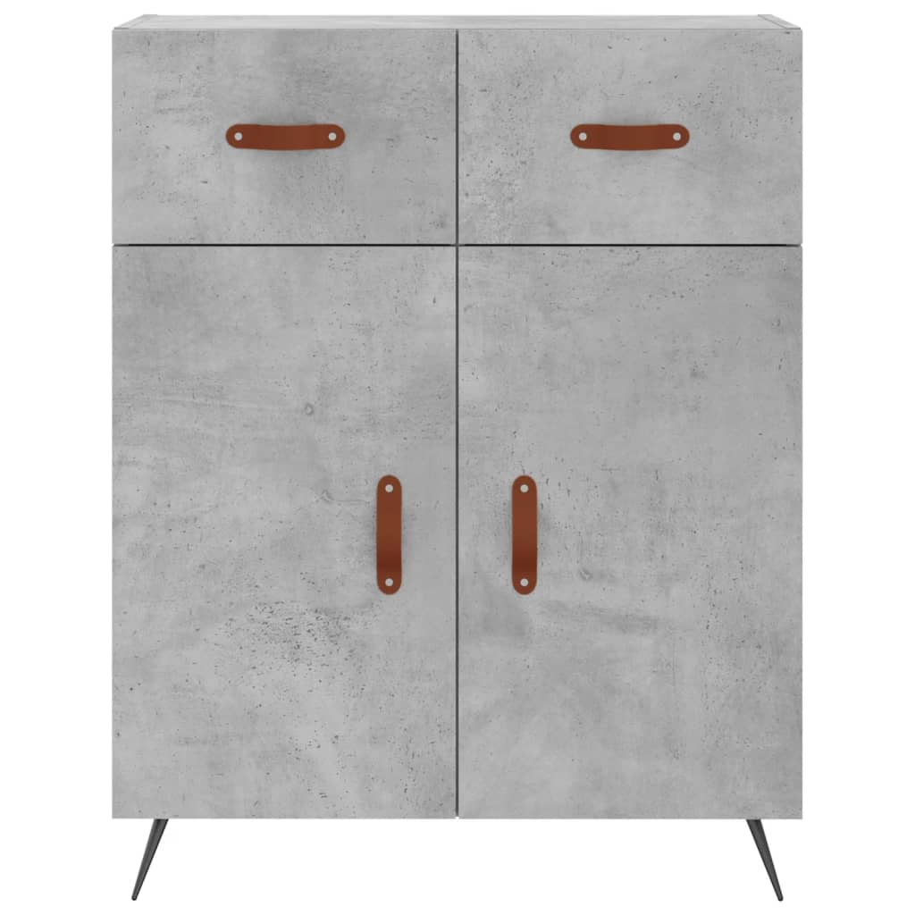Highboard betonggrå 69,5x34x180 cm konstruert tre