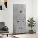 Highboard betonggrå 69,5x34x180 cm konstruert tre