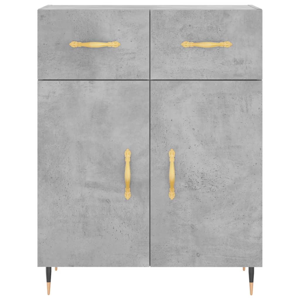 Highboard betonggrå 69,5x34x180 cm konstruert tre