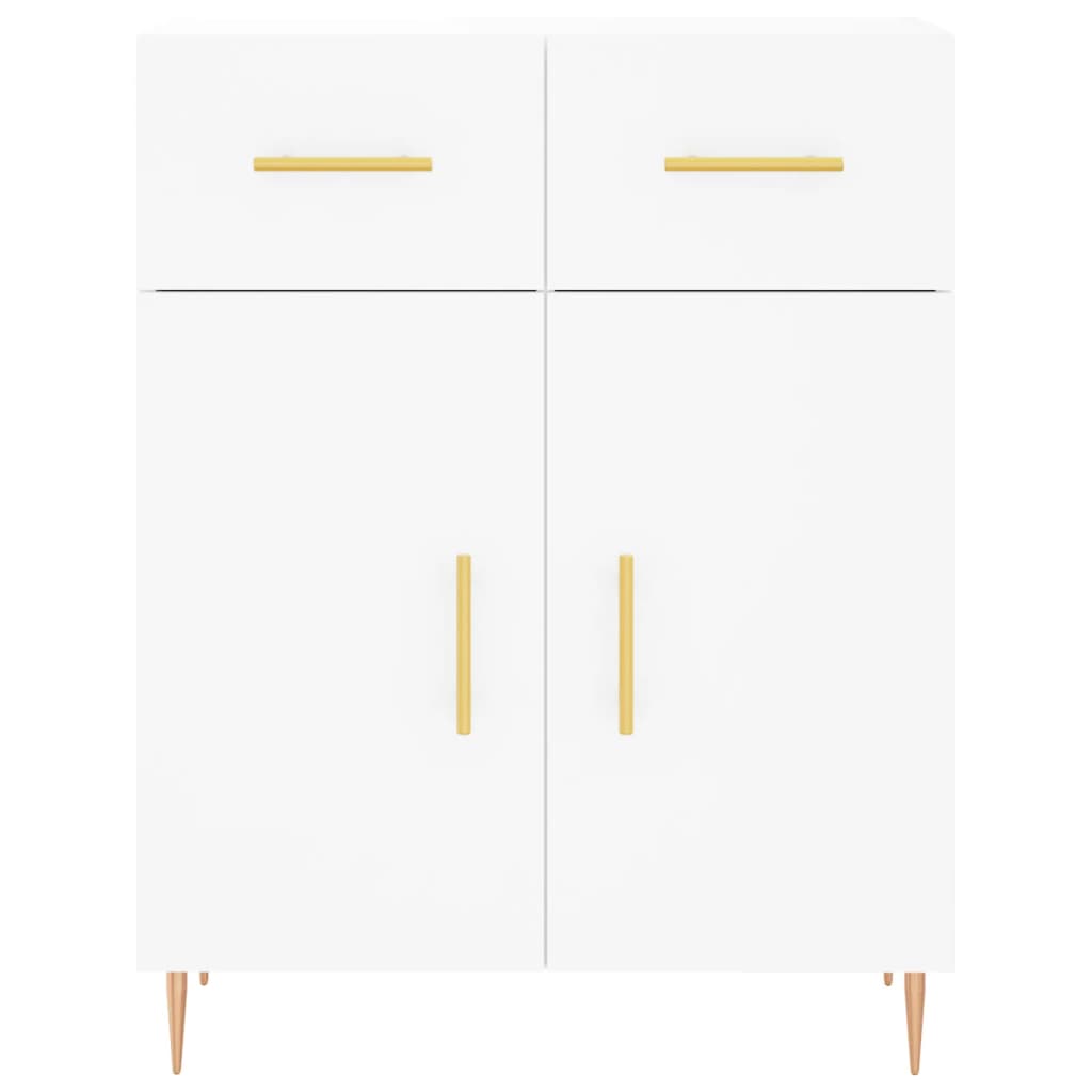 Highboard hvit 69,5x34x180 cm konstruert tre
