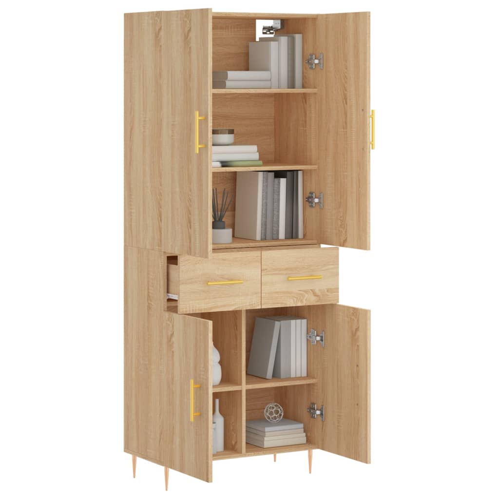 Highboard sonoma eik 69,5x34x180 cm konstruert tre