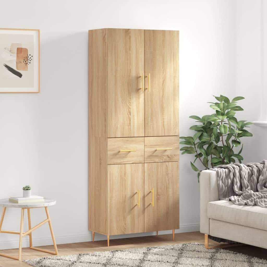 Highboard sonoma eik 69,5x34x180 cm konstruert tre