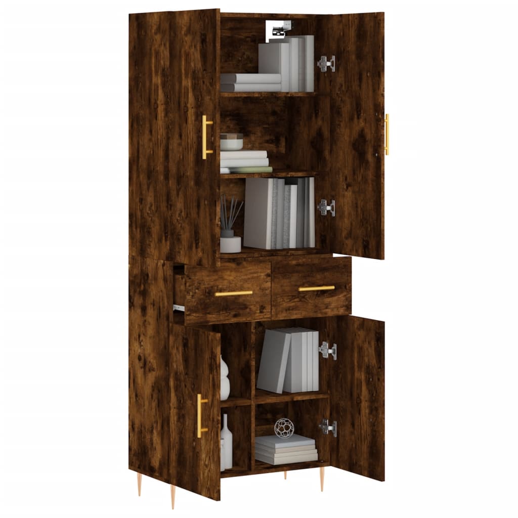 Highboard røkt eik 69,5x34x180 cm konstruert tre