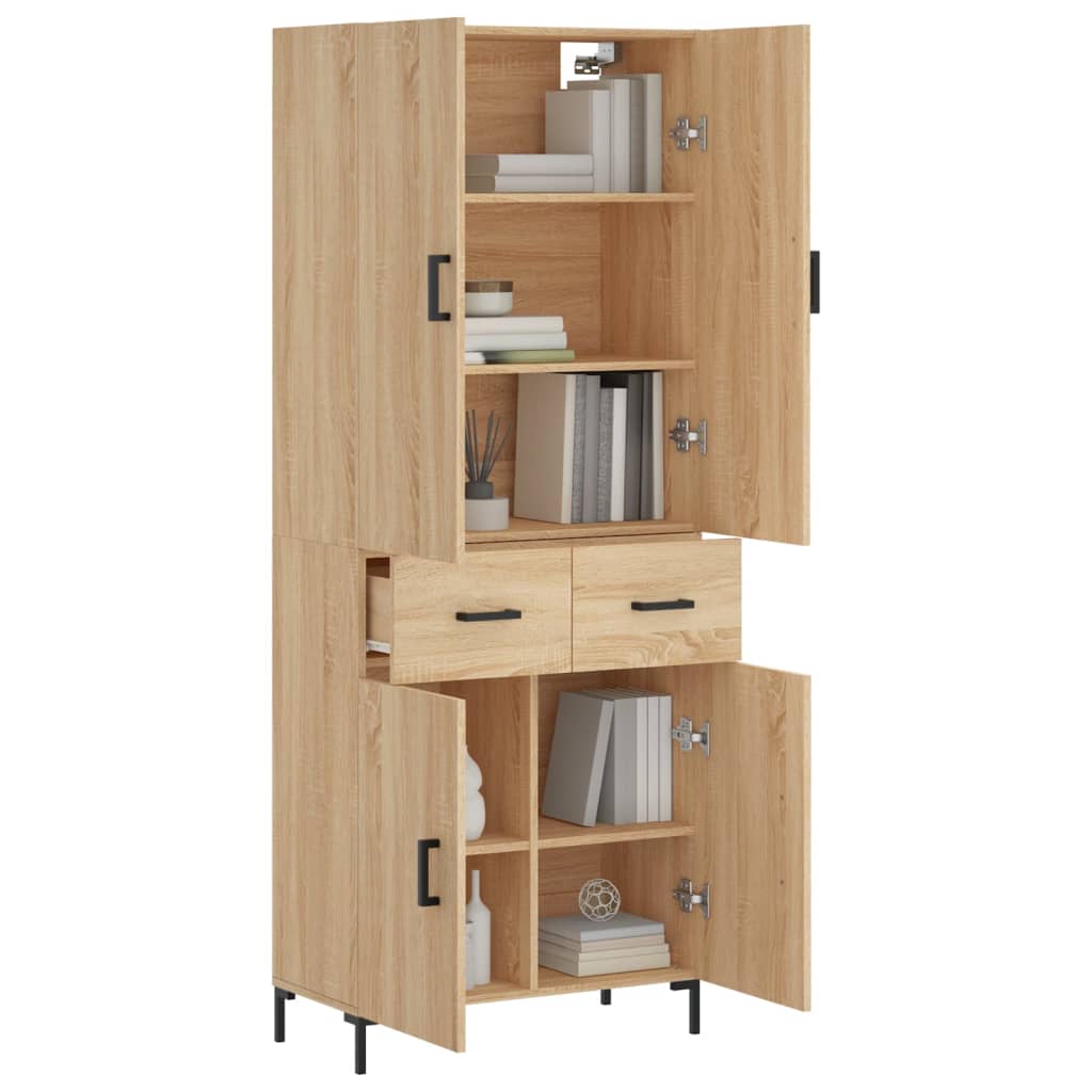 Highboard sonoma eik 69,5x34x180 cm konstruert tre