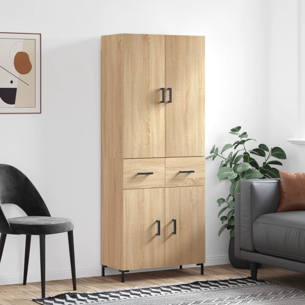 Highboard sonoma eik 69,5x34x180 cm konstruert tre