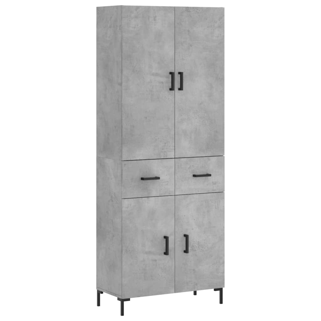 Highboard betonggrå 69,5x34x180 cm konstruert tre