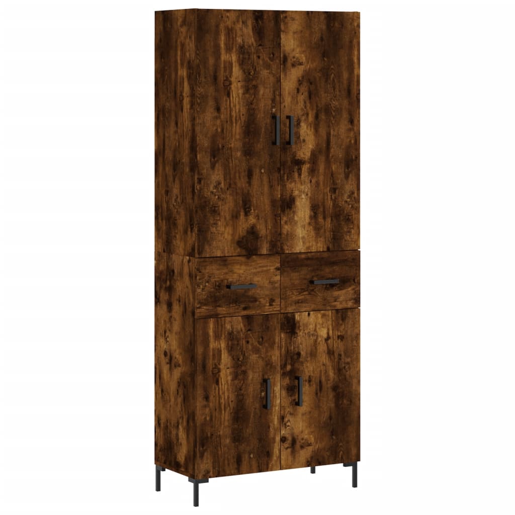 Highboard røkt eik 69,5x34x180 cm konstruert tre