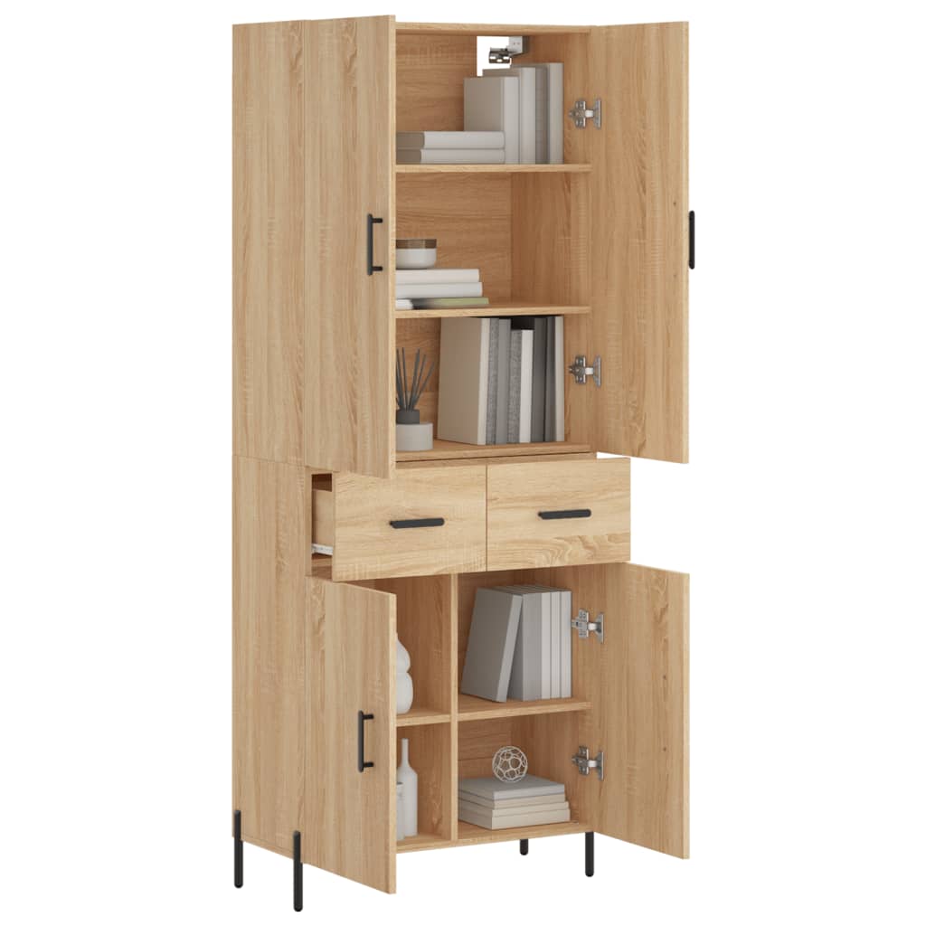 Highboard sonoma eik 69,5x34x180 cm konstruert tre