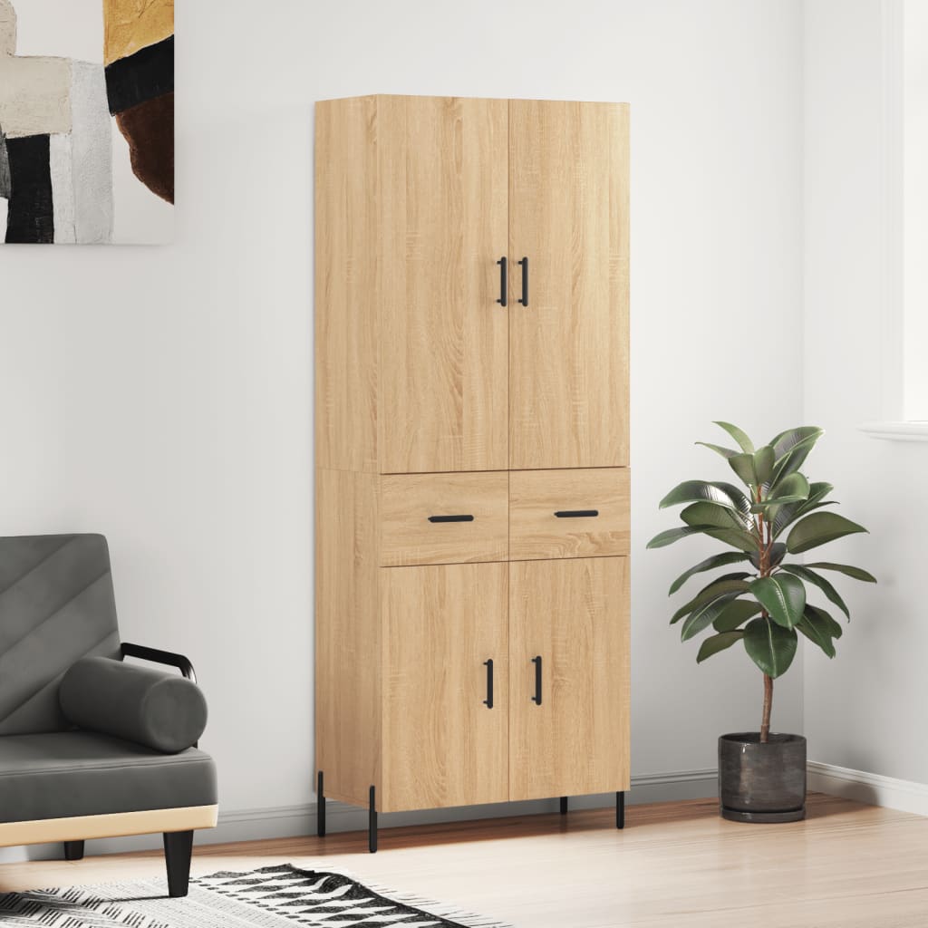 Highboard sonoma eik 69,5x34x180 cm konstruert tre