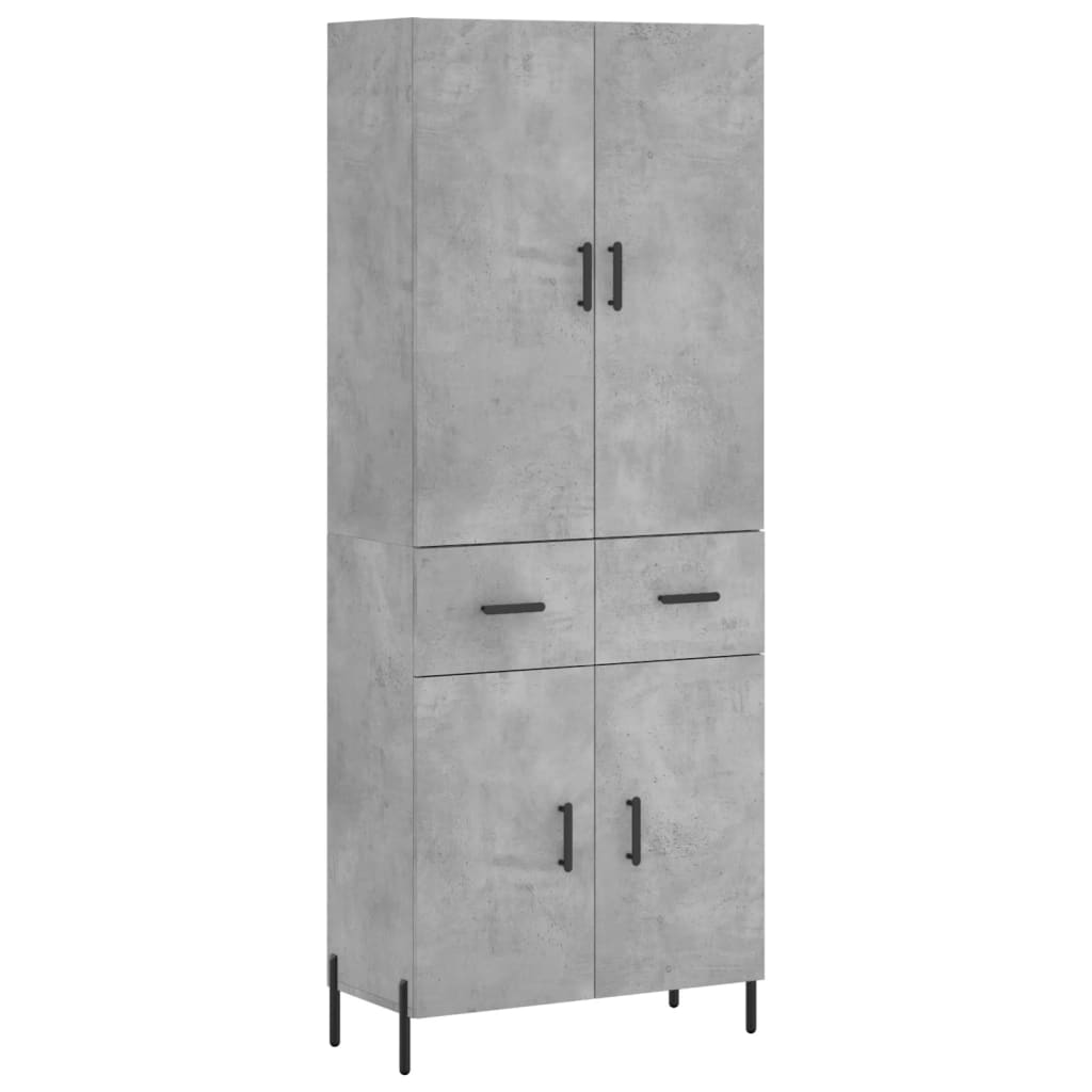 Highboard betonggrå 69,5x34x180 cm konstruert tre
