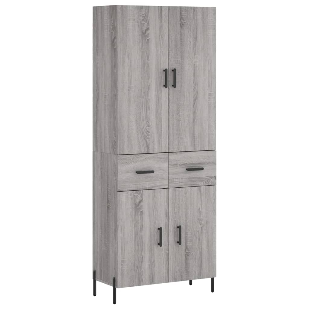 Highboard grå sonoma 69,5x34x180 cm konstruert tre