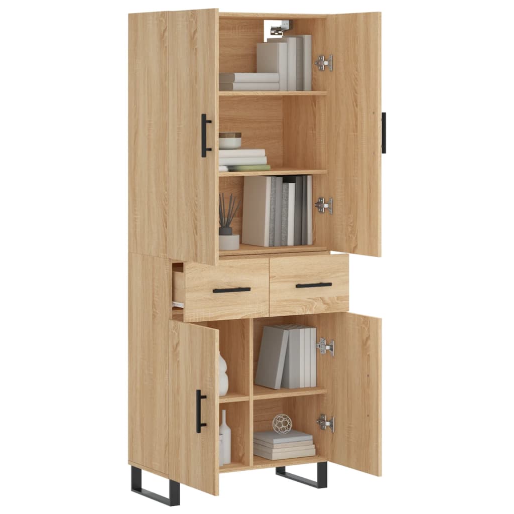 Highboard sonoma eik 69,5x34x180 cm konstruert tre
