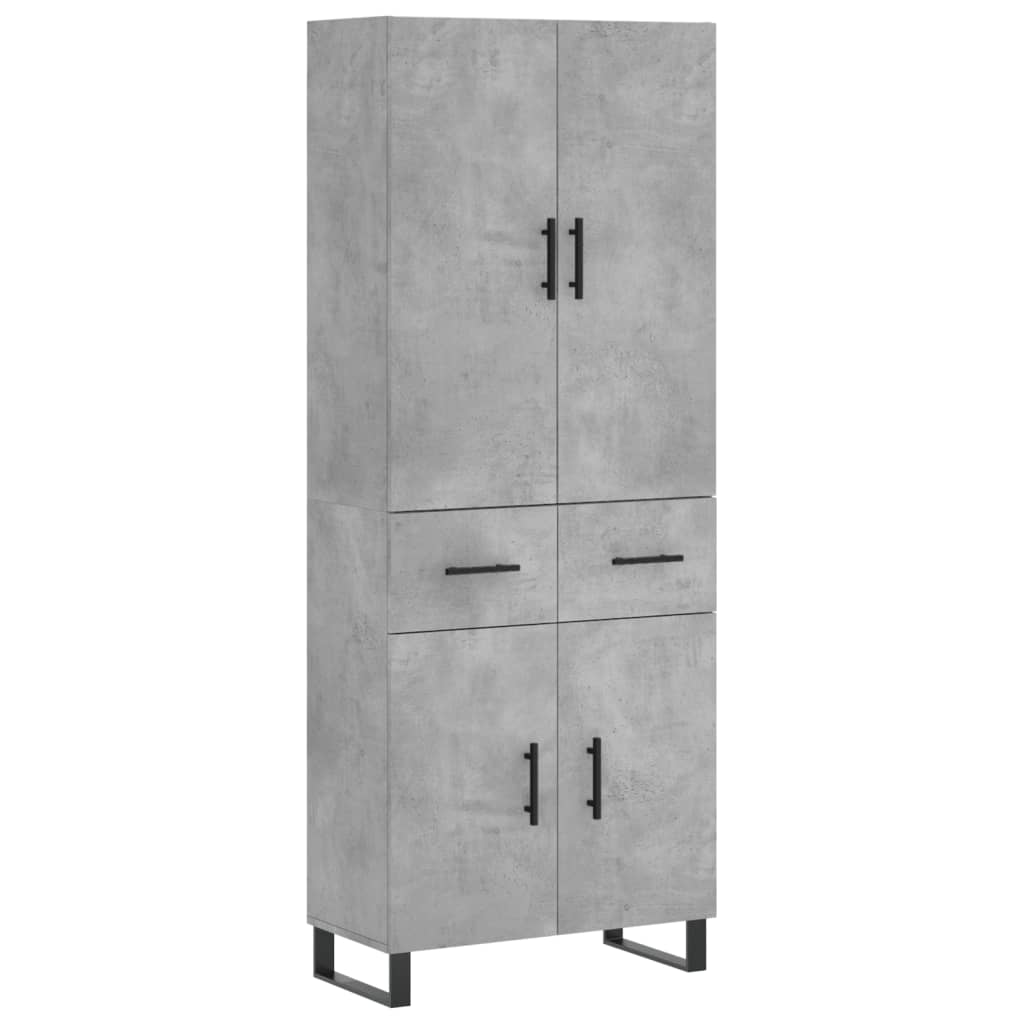 Highboard betonggrå 69,5x34x180 cm konstruert tre
