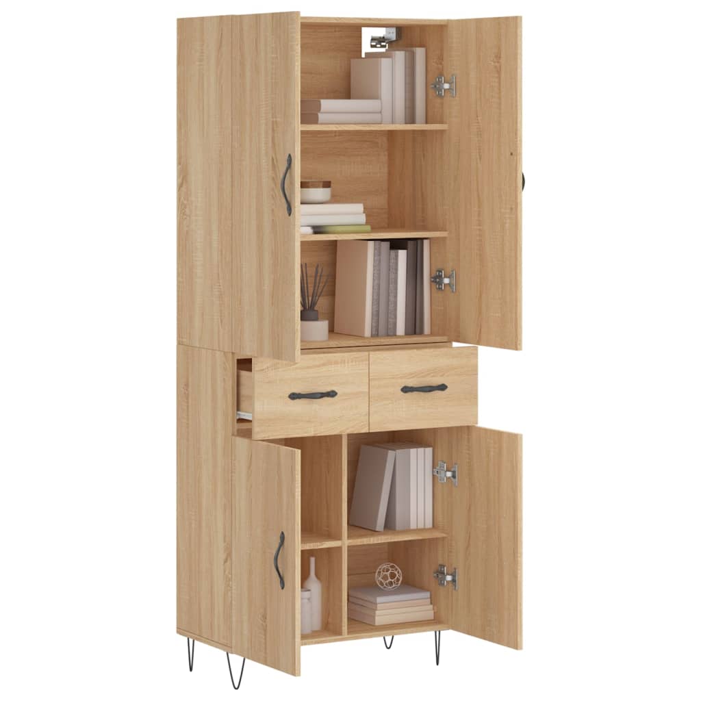 Highboard sonoma eik 69,5x34x180 cm konstruert tre