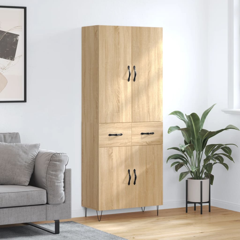 Highboard sonoma eik 69,5x34x180 cm konstruert tre