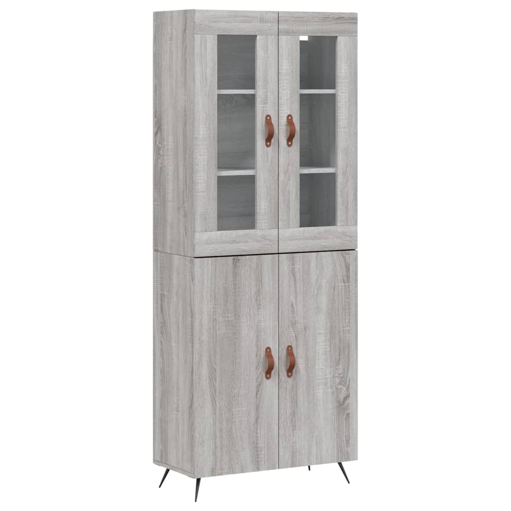 Highboard grå sonoma 69,5x34x180 cm konstruert tre