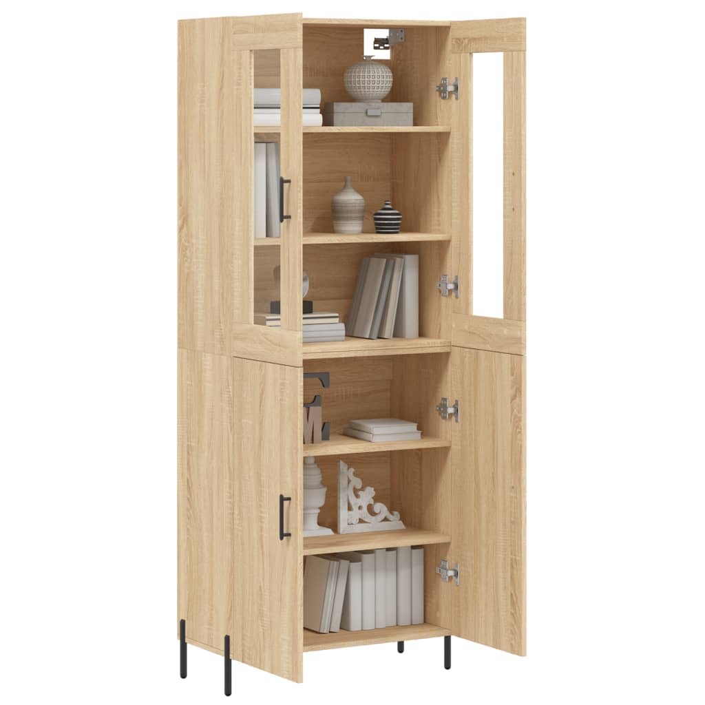 Highboard sonoma eik 69,5x34x180 cm konstruert tre