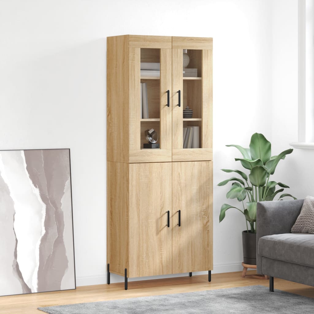 Highboard sonoma eik 69,5x34x180 cm konstruert tre