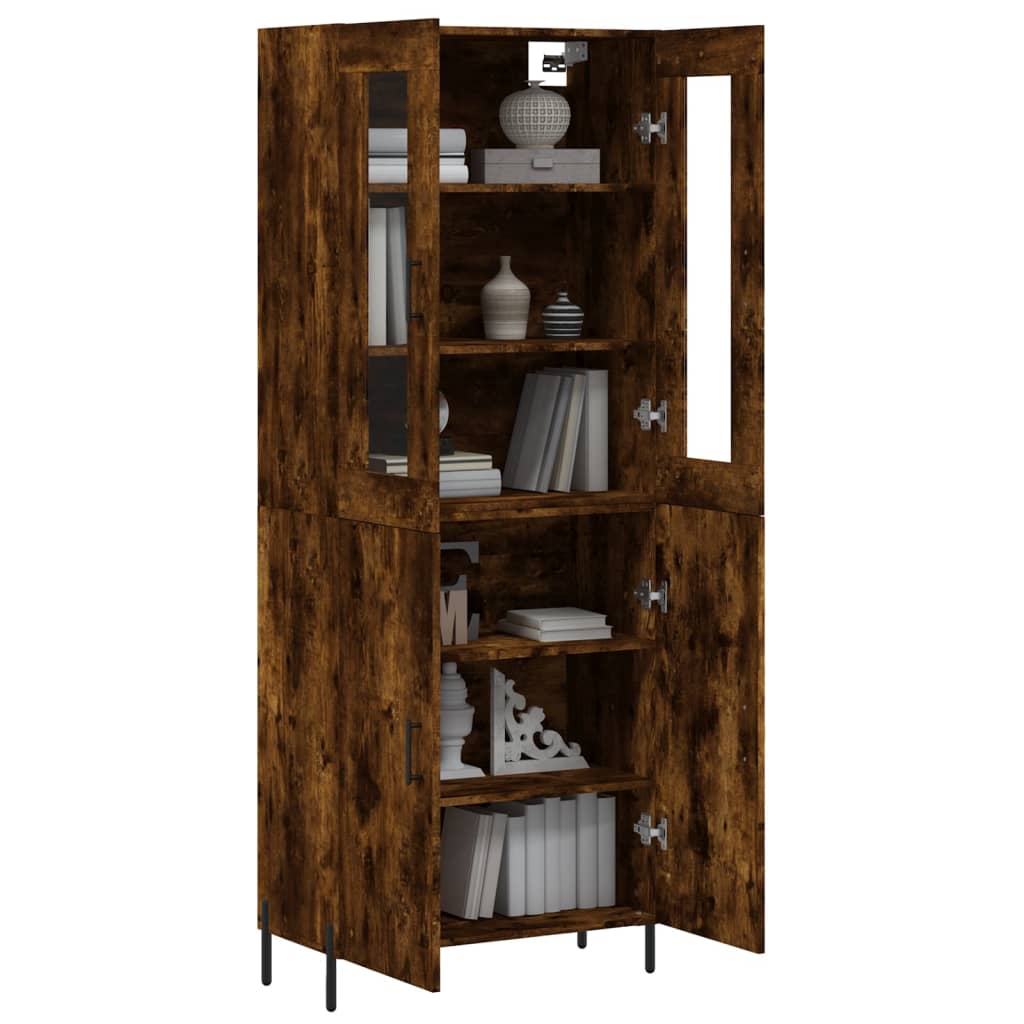 Highboard røkt eik 69,5x34x180 cm konstruert tre vidaXL