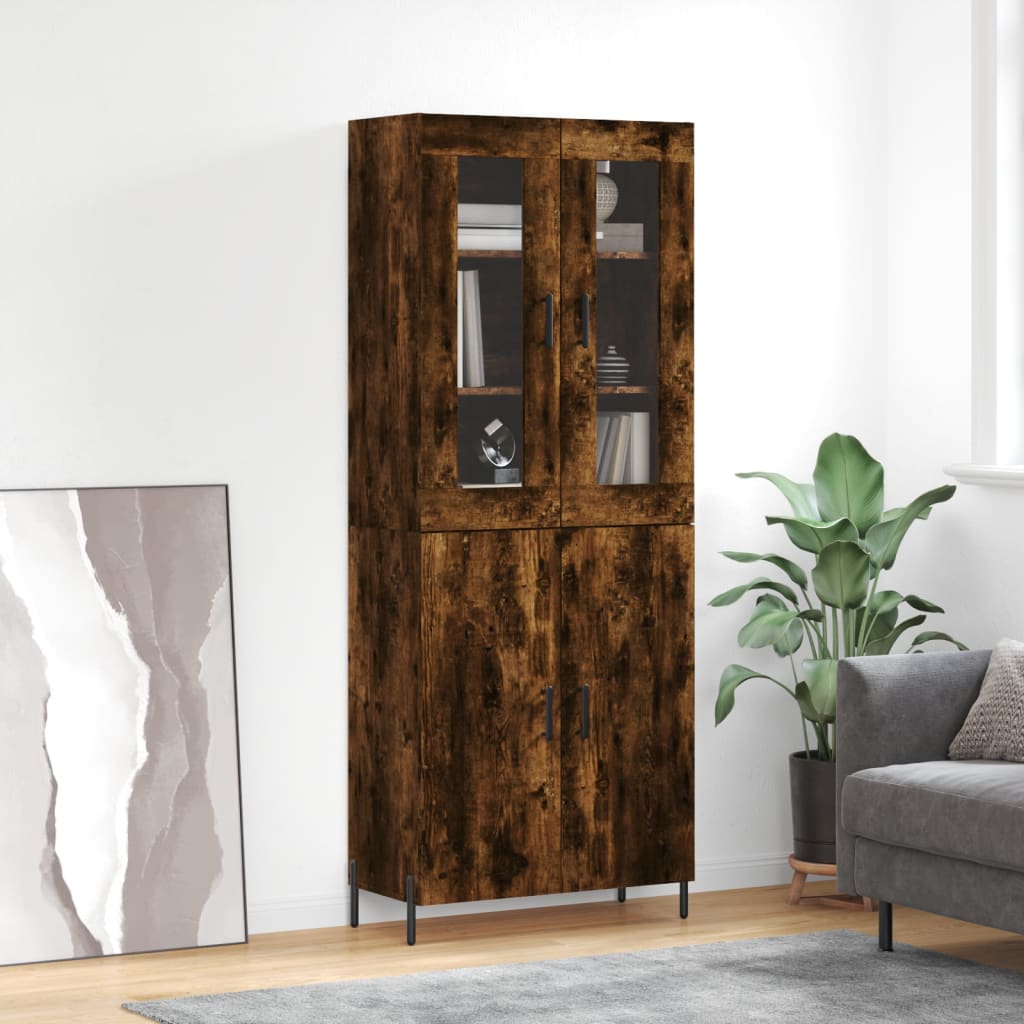 Highboard røkt eik 69,5x34x180 cm konstruert tre vidaXL
