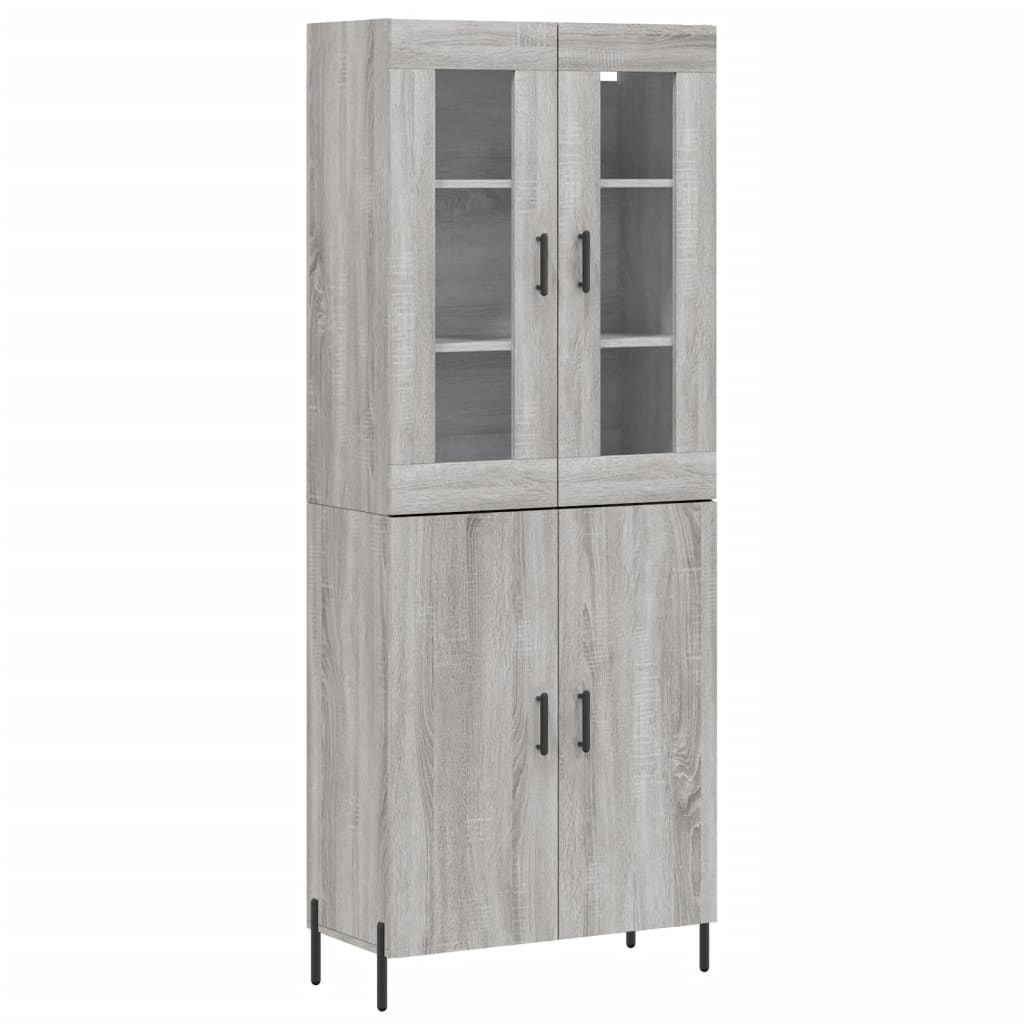 Highboard grå sonoma 69,5x34x180 cm konstruert tre