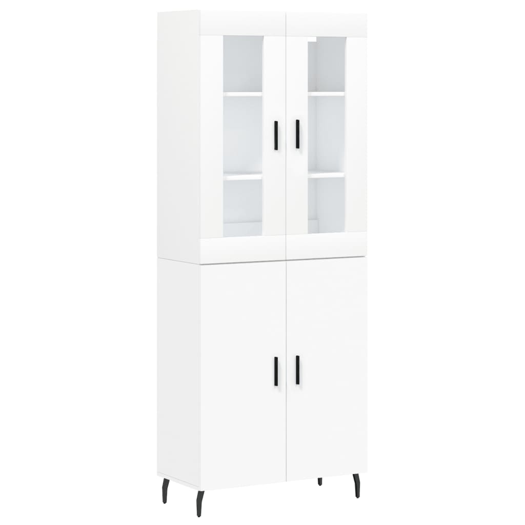 Highboard hvit 69,5x34x180 cm konstruert tre