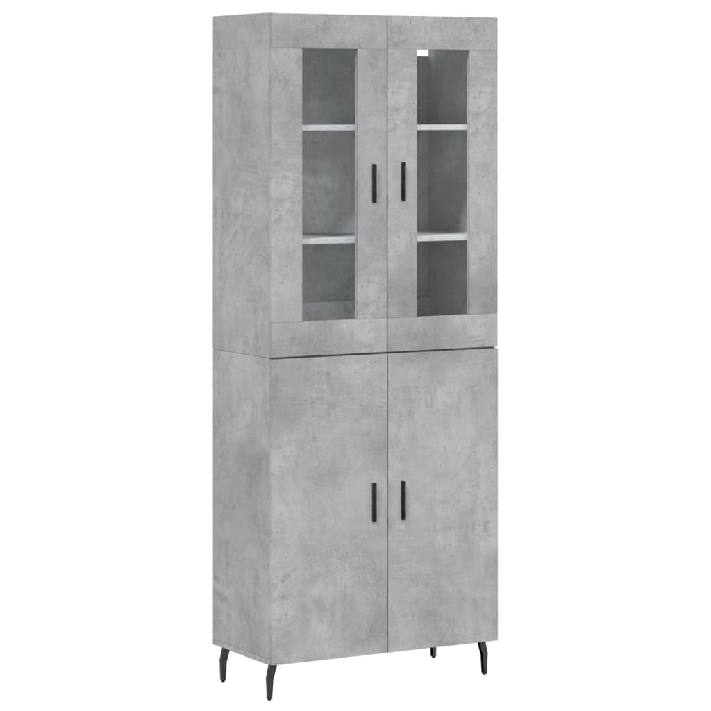 Highboard betonggrå 69,5x34x180 cm konstruert tre